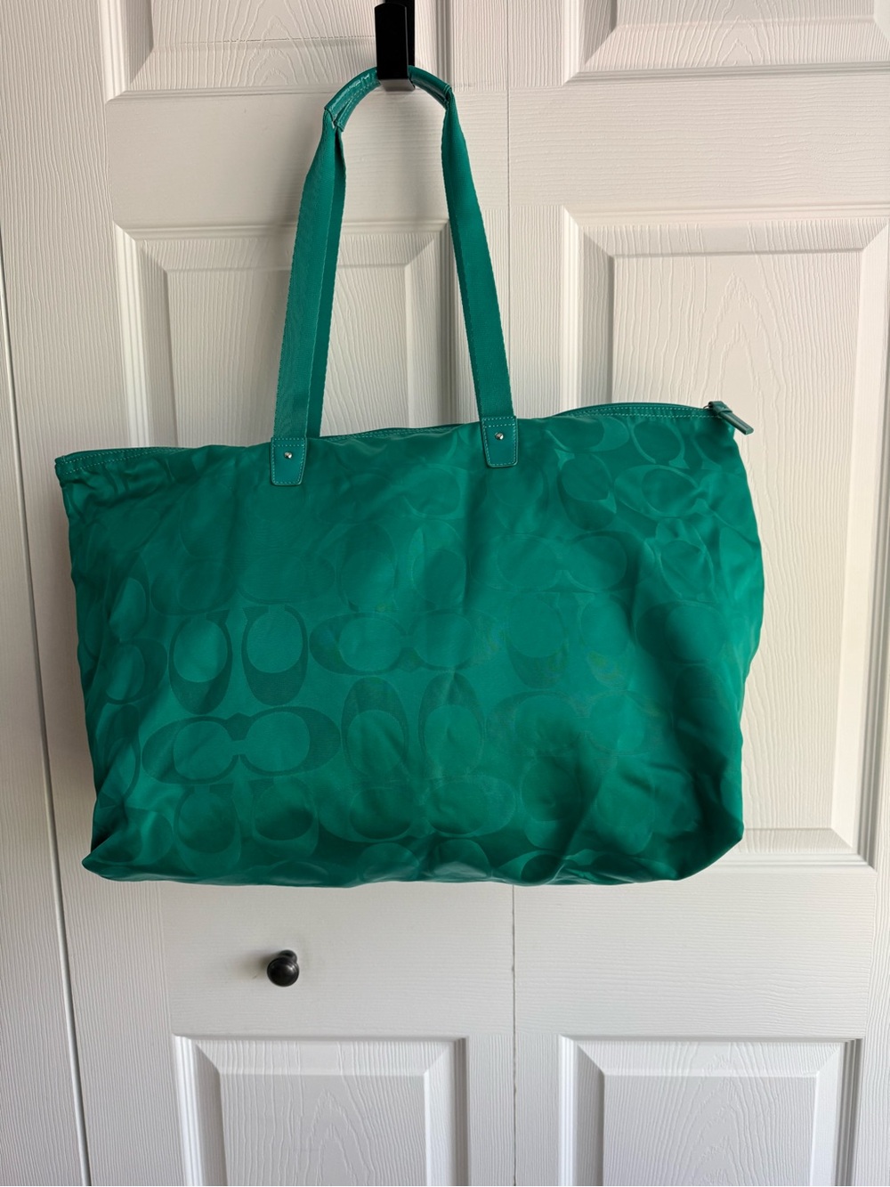 Coach Teal Signature Nylon Tote